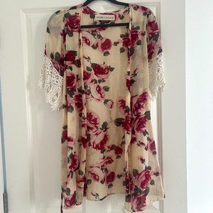 Stone Cold Fox Robe - Red Rose Floral - One Size